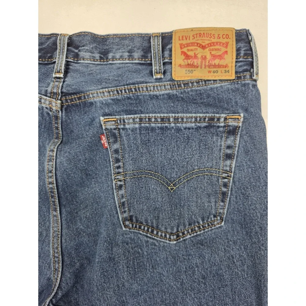 Levi's 550 Relaxed Fit Straight Leg Jeans Men's 40x34 Blue Denim Red Tab EUC